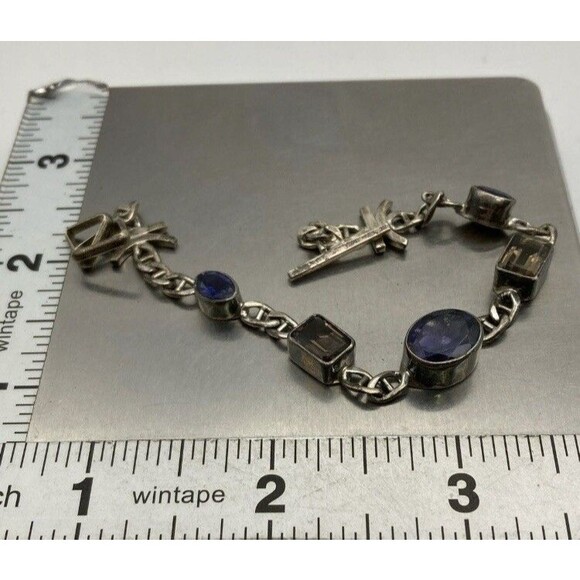Smoky Quartz Iolite Silver 925 Bracelet Toggle - Picture 3 of 5